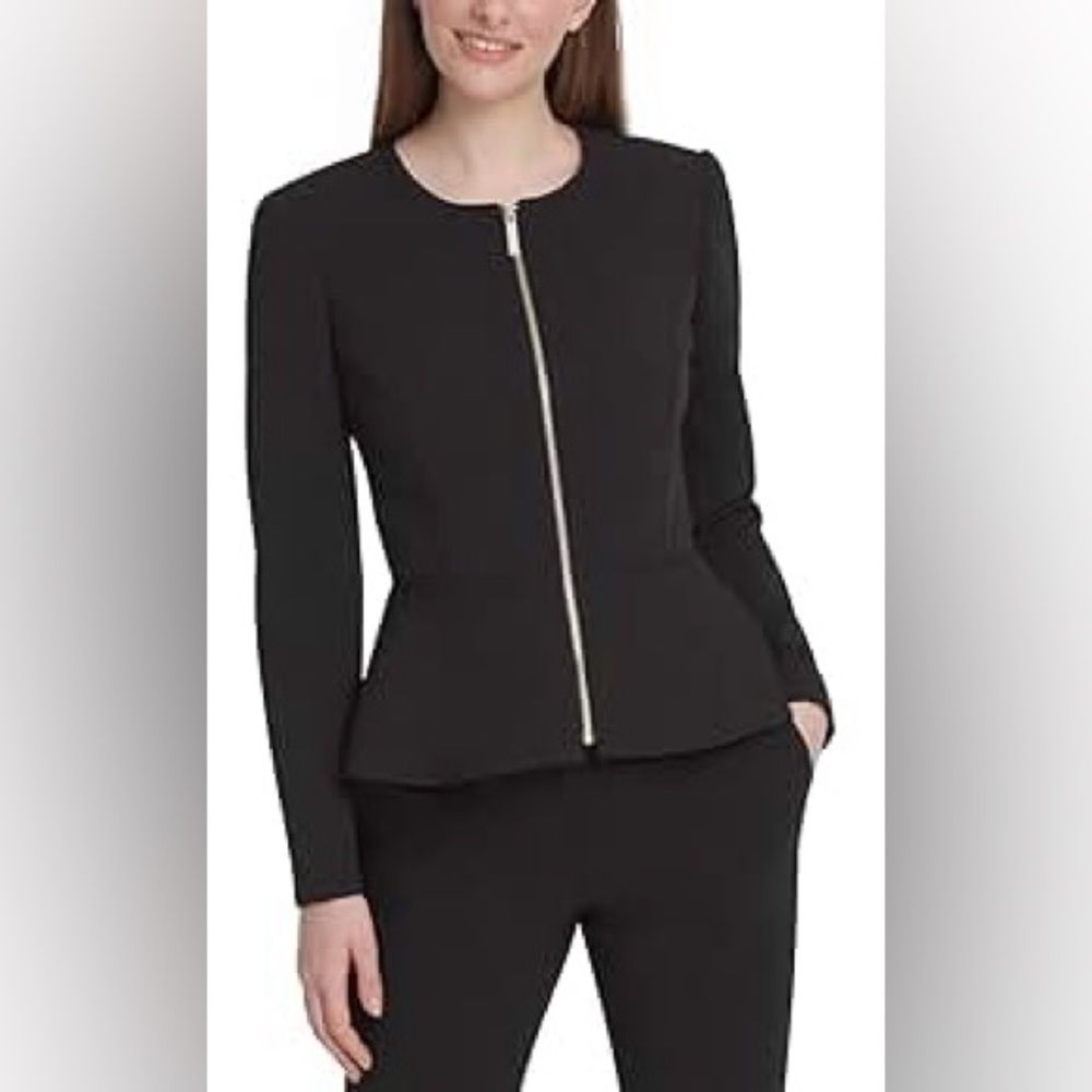 DKNY Black Zip-Up Peplum Jacket